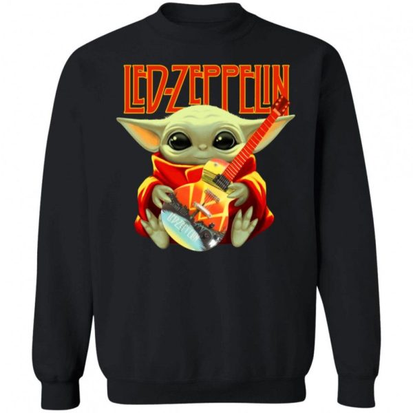 Baby Yoda Hug Led Zeppelin Guitar Shirt Sweatshirt Hoodie Long Sleeve Tank
