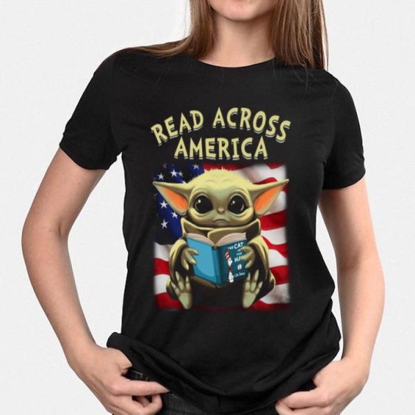 Baby Yoda read across America flag Shirt Sweatshirt Hoodie Long Sleeve Tank