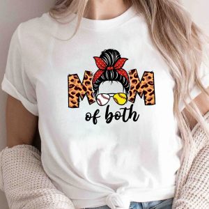 Baseball Softball Mom Of Both Messy Bun Mother’s Day Shirt