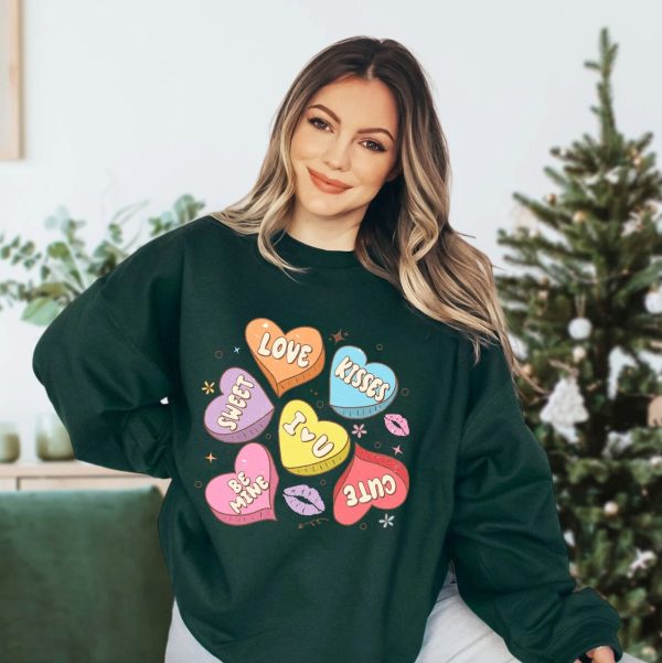 Be Mine Conversation Hearts Valentines Day Couple Sweatshirt Shirt