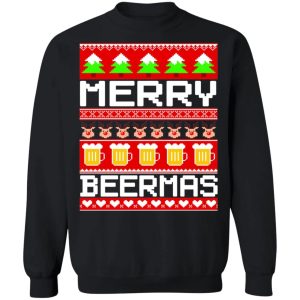 Beer Ugly Christmas Sweater Merry Beermas Ugly Christmas Sweater Shirt Sweatshirt Hoodie Long Sleeve Tank