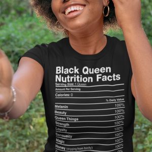 Black King Queen Nutritional Facts T Shirt 1