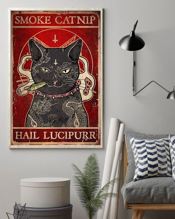 Cat Smoke Catnip Hail Lucipurr Poster Canvas Shirt Sweatshirt Hoodie Long Sleeve Tank