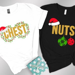 Chest Nuts Couples Christmas Holiday Family Matching Shirt Outfit Tee