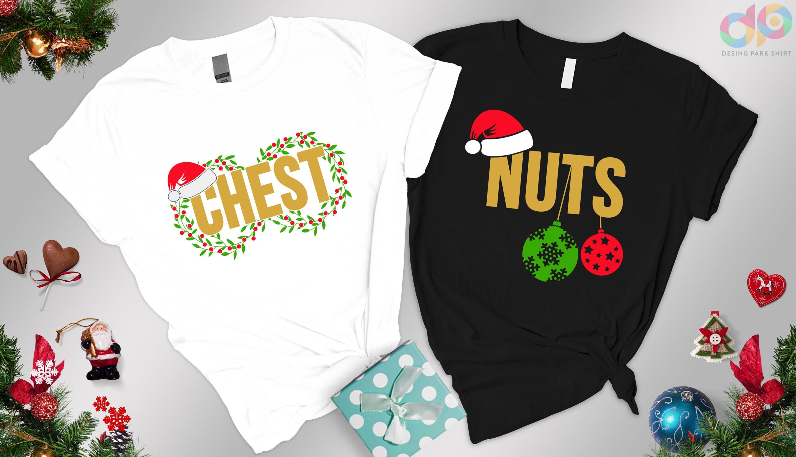 Chest Nuts Couples Christmas Holiday Family Matching Shirt Outfit Tee