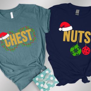 Chest Nuts Couples Christmas Holiday Family Matching Shirt Outfit Tee 2