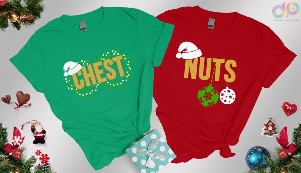 Chest Nuts Couples Christmas Holiday Family Matching Shirt Outfit Tee