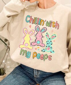 Chillins With My Peeps Easter Family Matching Bunny Shirt 1