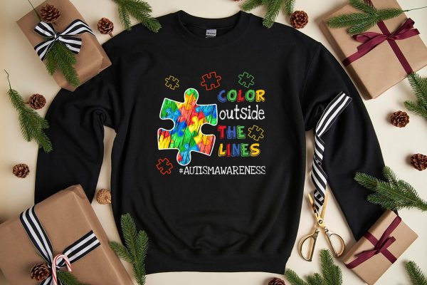 Color Outside The Lines Autism Awareness Support Shirt