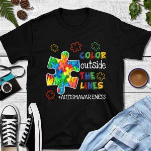 Color Outside The Lines Autism Awareness Support Shirt