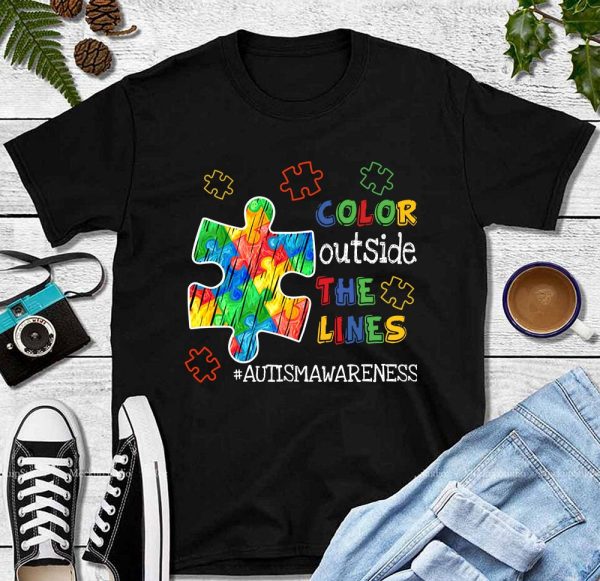 Color Outside The Lines Autism Awareness Support Shirt