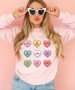 Conversation Heart Vintage Valentines Shirt Unisex Graphic T 1