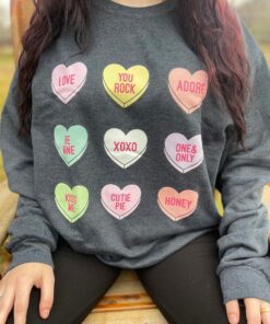 Conversation Heart Vintage Valentines Shirt Unisex Graphic T 2