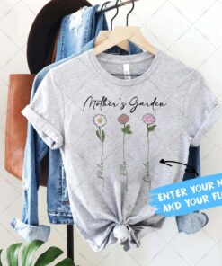 Custom Birth Flower GrandmaMother With Kids Names Month Shirt 4