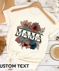 Custom Floral Mama Mothers Day Kids Names T Shirt 1