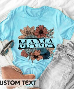 Custom Floral Mama Mothers Day Kids Names T Shirt 2