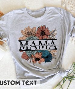 Custom Floral Mama Mothers Day Kids Names T Shirt 3
