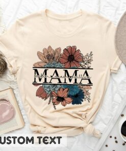 Custom Floral Mama Mothers Day Kids Names T Shirt 4