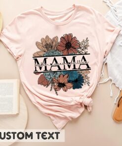 Custom Floral Mama Mothers Day Kids Names T Shirt 5