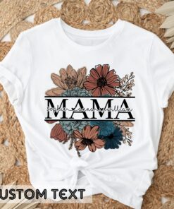 Custom Floral Mama Mothers Day Kids Names T Shirt 6