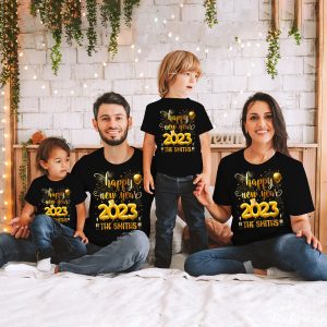 Custom Hello 2023 Family New Years T Shirt Tee