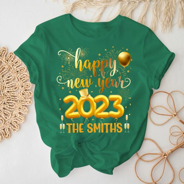 Custom Hello 2023 Family New Years T Shirt Tee