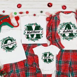 Custom Monogrammed Family Christmas Shirt Gifts