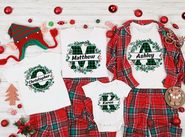 Custom Monogrammed Family Christmas Shirt Gifts