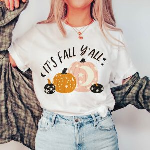 Cute Fall Yall Womens Halloween Pumpkin Spooky Party Graphic Tee Shirt 2