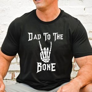 Dad To The Bone Halloween Rock N Roll Skeleton Hand Shirt For 1