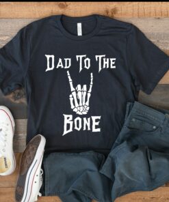 Dad To The Bone Halloween Rock N Roll Skeleton Hand Shirt For 2