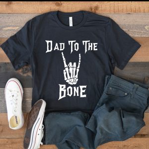 Dad To The Bone Halloween Rock N Roll Skeleton Hand Shirt For 2