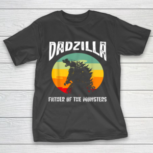 Dad zilla Father Of The Monsters Retro Vintage Sunset T-Shirt