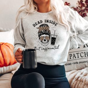 Dead Inside But Caffeinated Halloween Sweatshirt Vintage  T Shirt