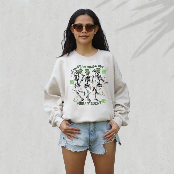 Dead Inside But Feeling Lucky Clover Womens Sweatshirt