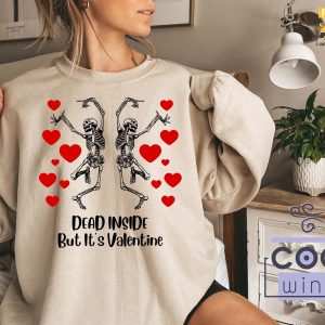 Dead Inside Valentines Day Dancing Skeleton Unisex T Shirt 1