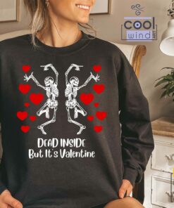 Dead Inside Valentines Day Dancing Skeleton Unisex T Shirt 2