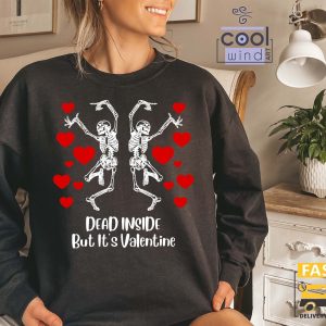 Dead Inside Valentines Day Dancing Skeleton Unisex T Shirt 2