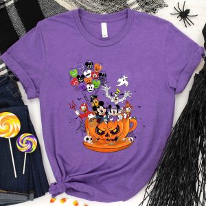 Disney Pumpkin Teacup Halloween Balloon Mickey And Friends Shirt 2