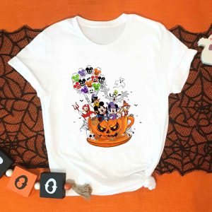 Disney Pumpkin Teacup Halloween Balloon Mickey And Friends Shirt 3