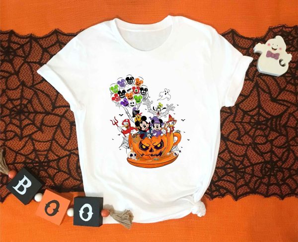 Disney Pumpkin Teacup Halloween Balloon Mickey And Friends Shirt