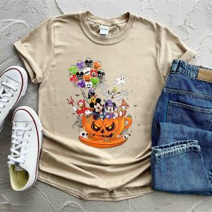 Disney Pumpkin Teacup Halloween Balloon Mickey And Friends Shirt 4