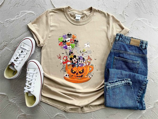 Disney Pumpkin Teacup Halloween Balloon Mickey And Friends Shirt