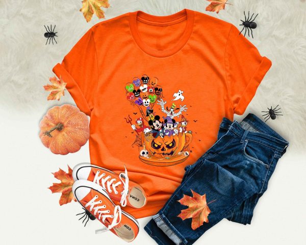 Disney Pumpkin Teacup Halloween Balloon Mickey And Friends Shirt