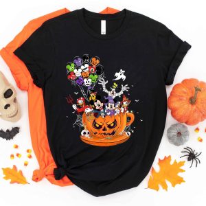 Disney Pumpkin Teacup Halloween Balloon Mickey And Friends Shirt 6