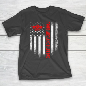 Father gift shirt Mens Vintage USA American Flag Proud Airplane Pilot Dad Funny T Shirt T-Shirt