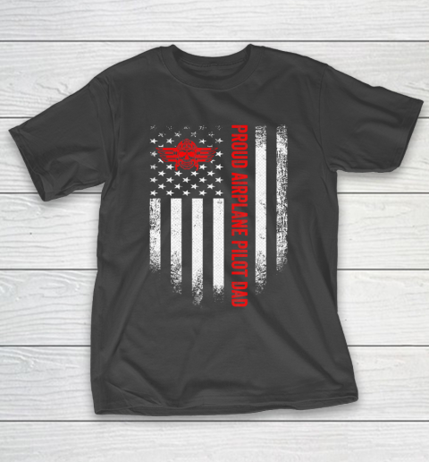 Father gift shirt Mens Vintage USA American Flag Proud Airplane Pilot Dad Funny T Shirt T-Shirt