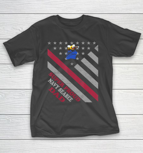 Father gift shirt Vintage Flag American Veteran Super Proud Navy Seabee Dad T Shirt T-Shirt