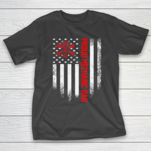 Father gift shirt Vintage USA American Flag Proud Mechanic Dad Distressed Gift T Shirt T-Shirt