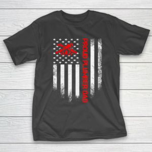 Father gift shirt Vintage USA American Flag Proud Plumber Dad Distressed Funny T Shirt T-Shirt